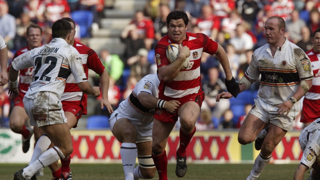 Andy Farrell carries for Wigan Warriors against Castleford Tigers in 2002. Photograph: Alex Livesey/Getty