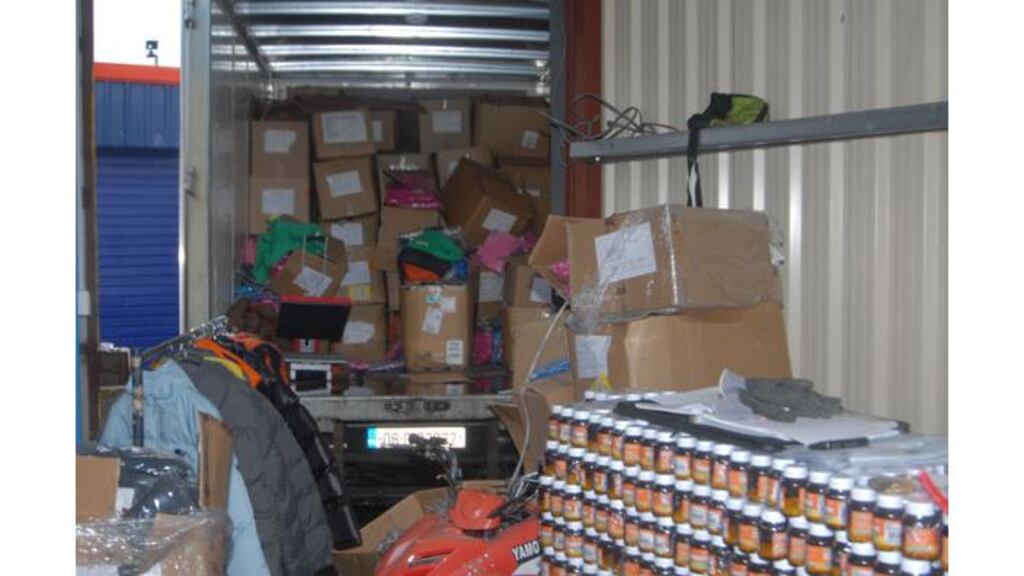 Gardai in Co Kildare seized ?300,000 worth of stolen property at a storage unit in Straffan. Photograph: An Garda Siochana.
