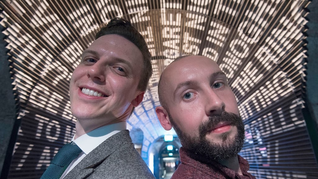 Ben Kelly (L) and Alan Flanagan (R)are members of the Vica campaign ahead of he emigrant vote referendum. Photograph: Dave Meehan/ The Irish Times