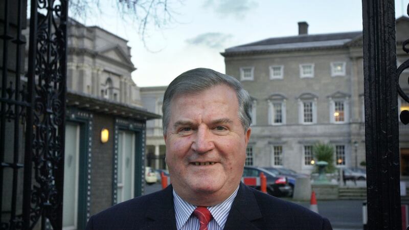 Brexit mission – Terry Leyden, outside Leinster House. Photograph: Dara Mac Dónaill.