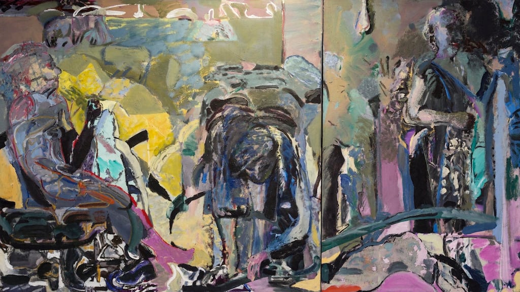 Figures at Night (Diptych),  1988, by David Crone. Photograph: Christopher Barr, courtesy of Crone, Ulster University