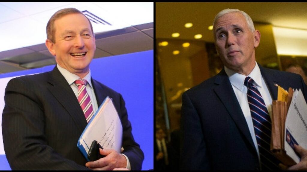 Enda Kenny (left) and Mike Pence spoke about immigration and foreign direct investment during their phone conversation.