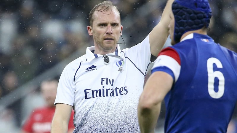 Wayne Barnes takes charge of Ireland’s opening match against Wales. Photograph: Jean Catuffe/Getty Images.