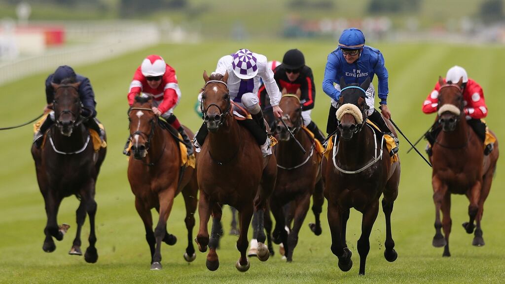 Racing in the Dubai Duty Free Irish Derby at the Curragh on Saturday. Photograph: INPHO/Lorraine O’Sullivan