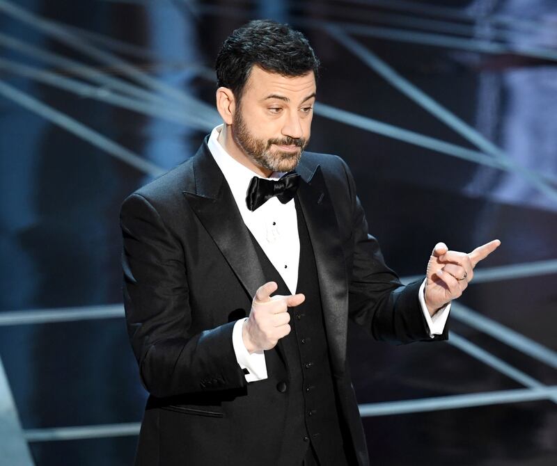 Host Jimmy Kimmel presenting the 89th Oscars ceremony in February 2017 in Hollywood, California, when La La Land was mistakenly named Best Picture, at the expense of Moonlight. Photograph: Kevin Winter/Getty