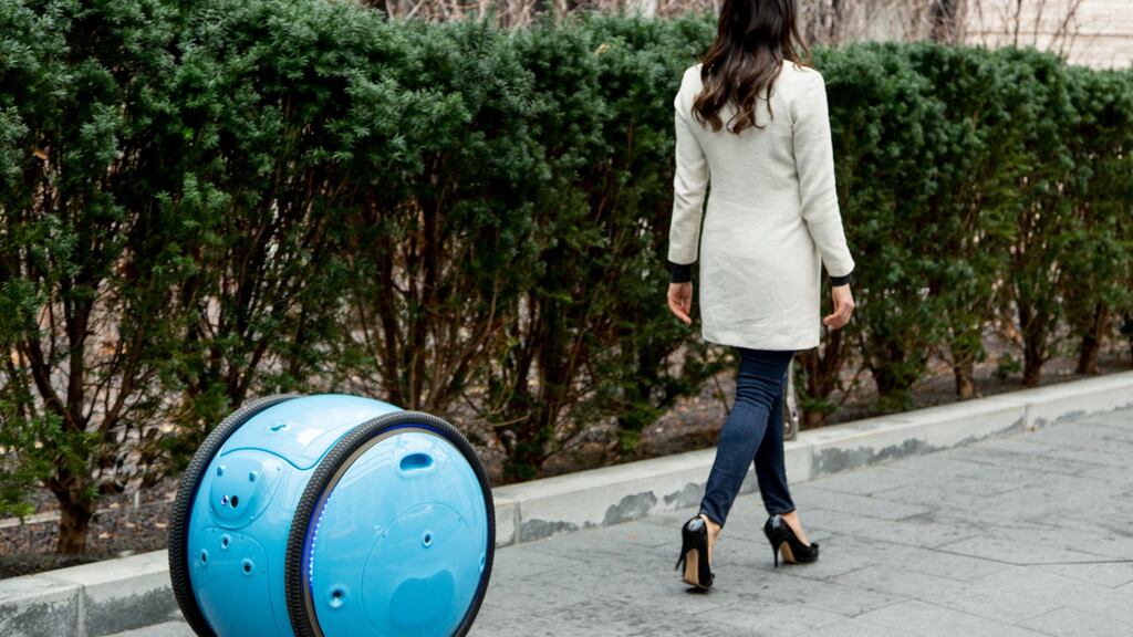 The cargo-carrying robot, Gita, can reach speeds of up to 35km/h, so it can keep up with your pace even if you are cycling