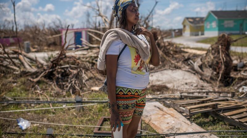 Michelle Guerrier, a niece to one of the three victims found in a collapsed church in the Pigeon Peas neighbourhood. Photograph: Daniele Volpe/The New York Times