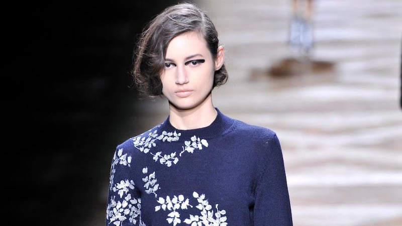 A model wears a creation for Dries van Noten’s ready-to-wear autumn/winter collection. Photograph: AP