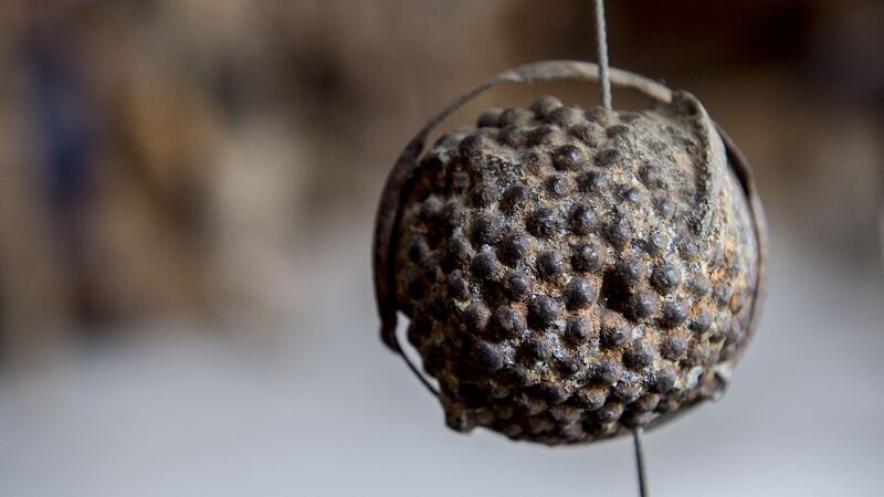 A cluster bomb on display at the Cope Visitor Centre in Vientiane, Laos. More than 270 million cluster munitions were dropped in Laos during the Vietnam War and up to 80 million failed to detonate. Photograph: Brenda Fitzsimons