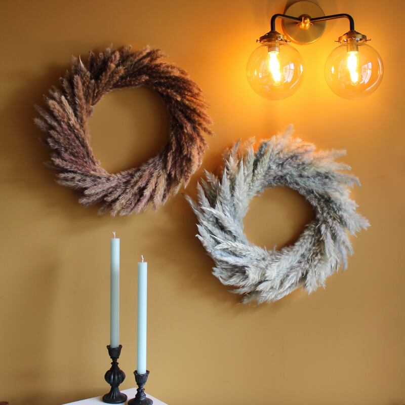 Fluffy pampas wreaths, €60 at orianab.com
