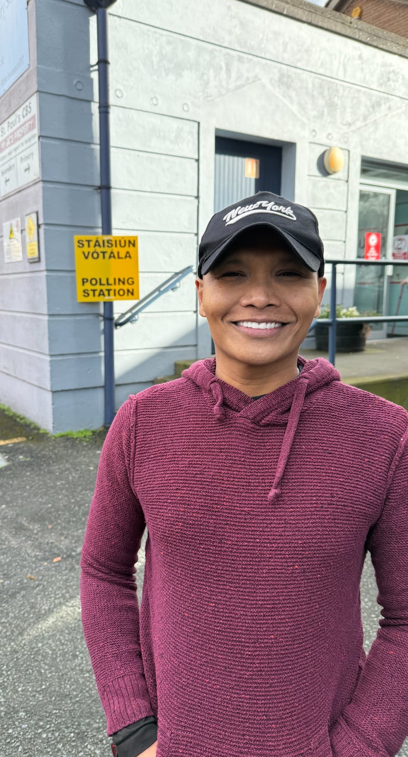 Irish citizen Mario Cuaton, originally from the Philippines, voted for Catherine Connolly because 'the way she speaks, it makes you want to listen to her'.