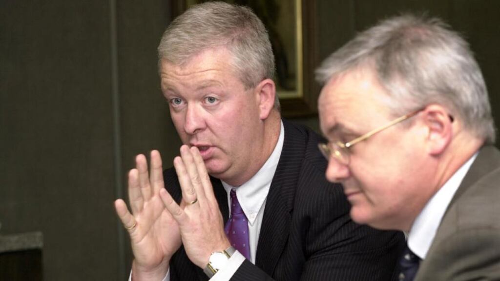 Director at investment bank Morgan Stanley, Harry Eddis yesterday told the Dublin Circuit Criminal Court he was present for a call between Con Horan from the Irish financial regulator’s office (left, above) and Morgan Stanley on July 12th. Photograph: Cyril Byrne