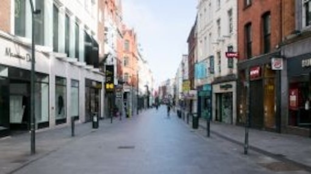 A deserted Grafton Street during the pandemic. Photograph: Gareth Chaney/Collins