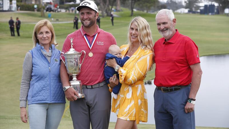 Rahm with his wife, his son, his mother and father. Photo: Erik S. Lesser/EPA