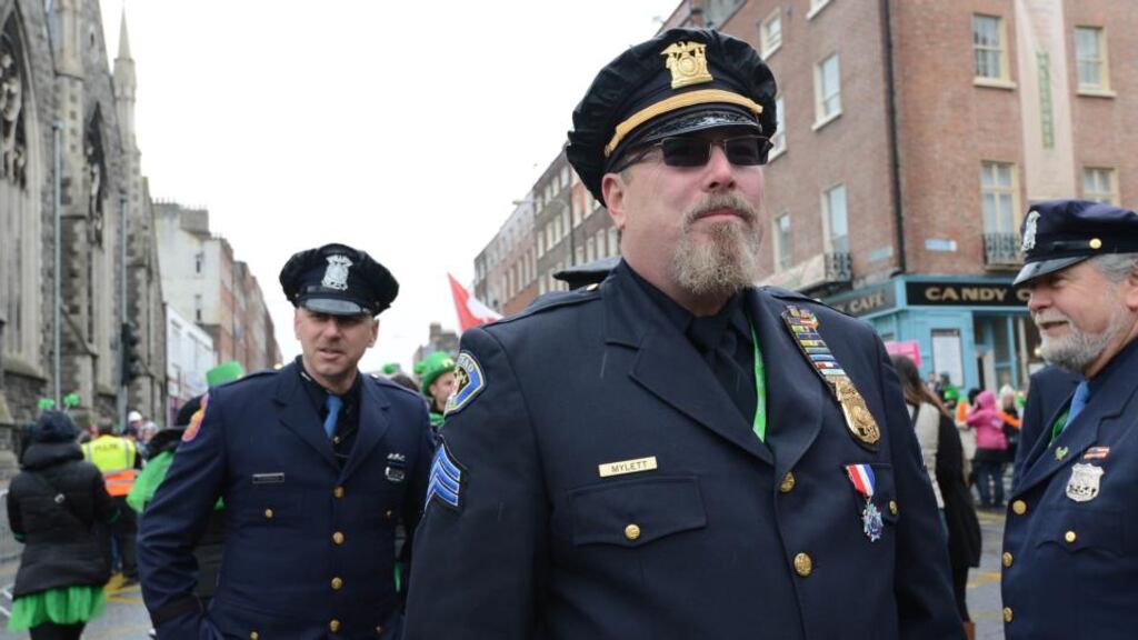 Members of the American Irish Police Association march in this years’s St Patrick’s Day parade. “The Year of the Gathering” has attracted an extra 220,000 visitors this year. Photograph: Brenda Fitzsimons