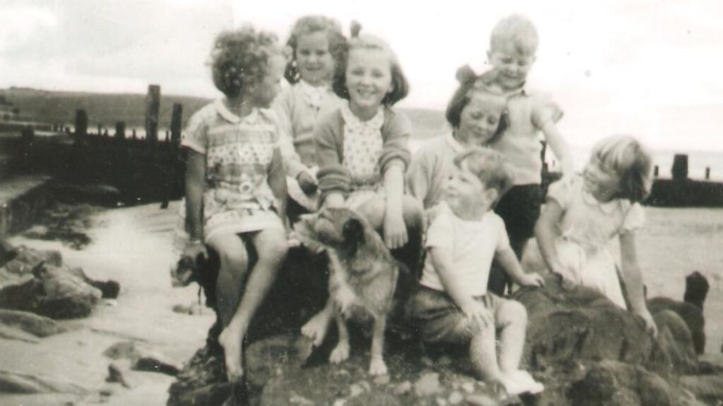Sheelagh Coyle and her cousins, sisters and brother on the front strand in Youghal in the late 1950s