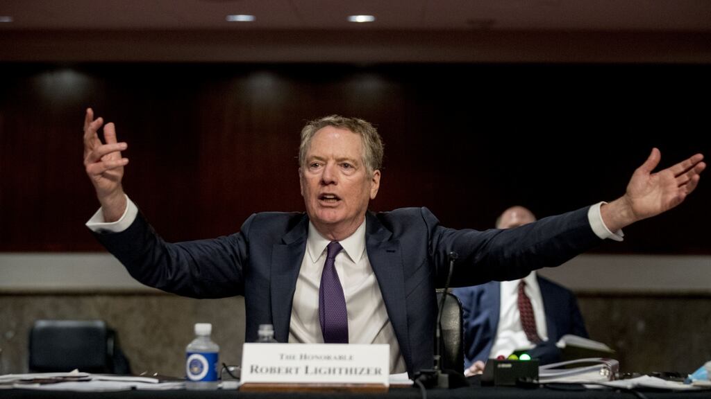 Robert Lighthizer, US trade representative at Wednesday’s Senate Finance Committee hearing in the US. Photographer: Bloomberg