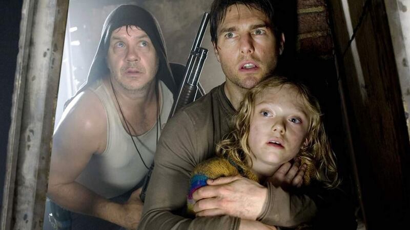 Tim Robbins, Tom Cruise and Dakota Fanning in ‘War of the Worlds’ (2005). Photograph: Paramount Pictures