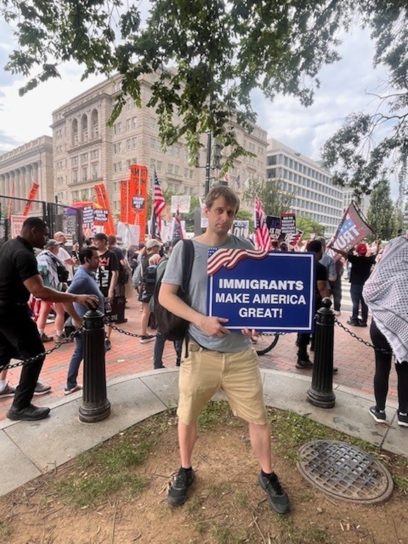 Andrew Hall, who grew up in Virginia and works in the city, believes America is in a 'very dangerous' situation. Photograph: Keith Duggan