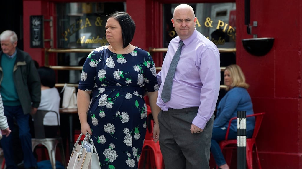 Krystle and Trevor Hunt outside Cork Coroner’s Court. Photograph: Provision