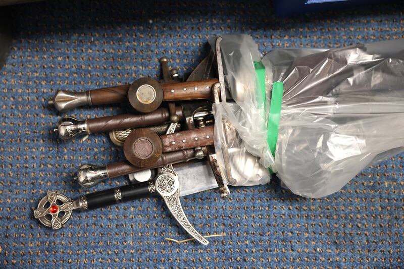 Druid: Swords from DruidShakespeare, to be used in Macbeth. Photograph: Dara Mac Dónaill