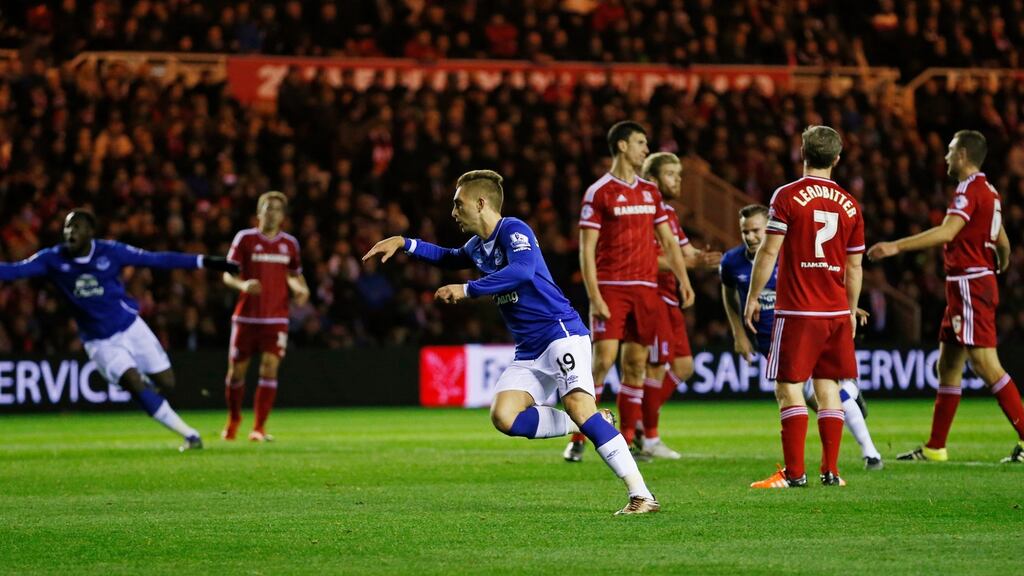 Gerard Deulofeu scored one and made the other as Everton beat Middlesbrough 2-0 at the Riverside. Photograph: Reuters