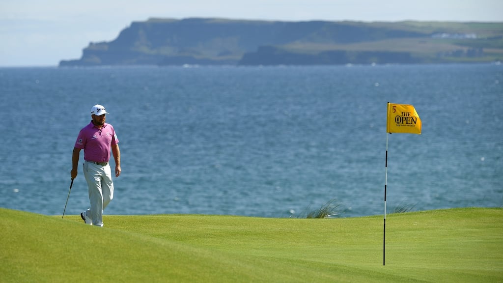 Graeme McDowell of Northern Ireland walks onto the fifth green during the third round of the 148th British Open at Royal Portrush. Photo: Stuart Franklin/Getty Images