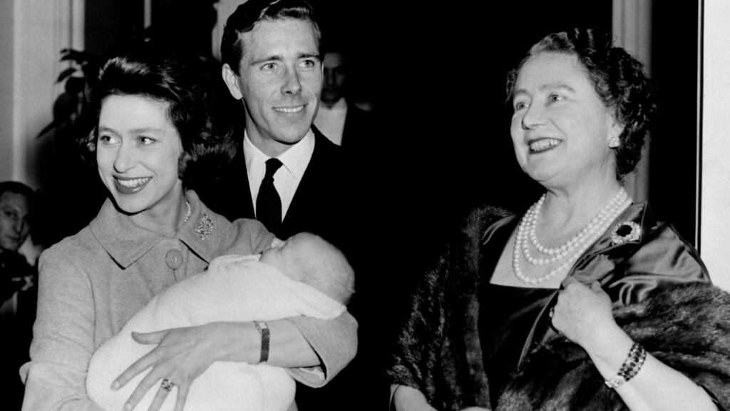 Lord Snowdon with his then wife, Princess Margaret, who holds their newborn son Linley, and the Queen Mother on December 1st, 1961. Photograph: AFP/Getty Images