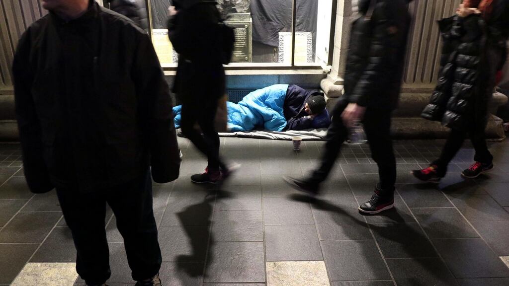 A homeless person sheltering at the GPO in Dublin. File photograph: Nick Bradshaw