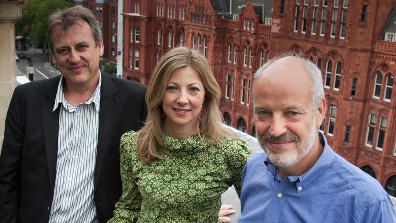 Global Witness founders Simon Taylor, Charmian Gooch and Patrick Alley. Photograph: Kristian Buus