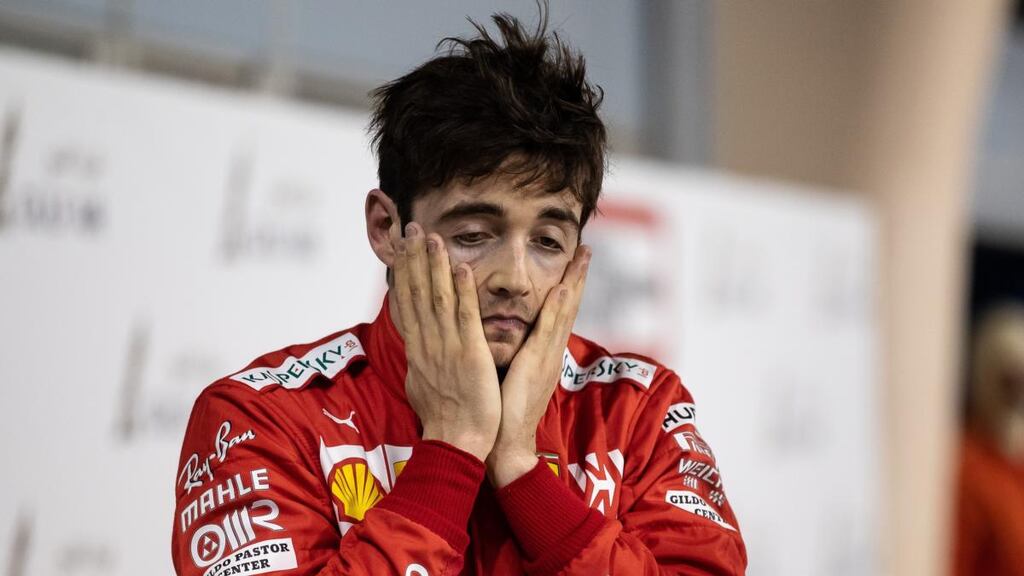 Charles Leclerc after he missed out on a debut Grand Prix win in Bahrain. Photograph: Lars Baron/Getty
