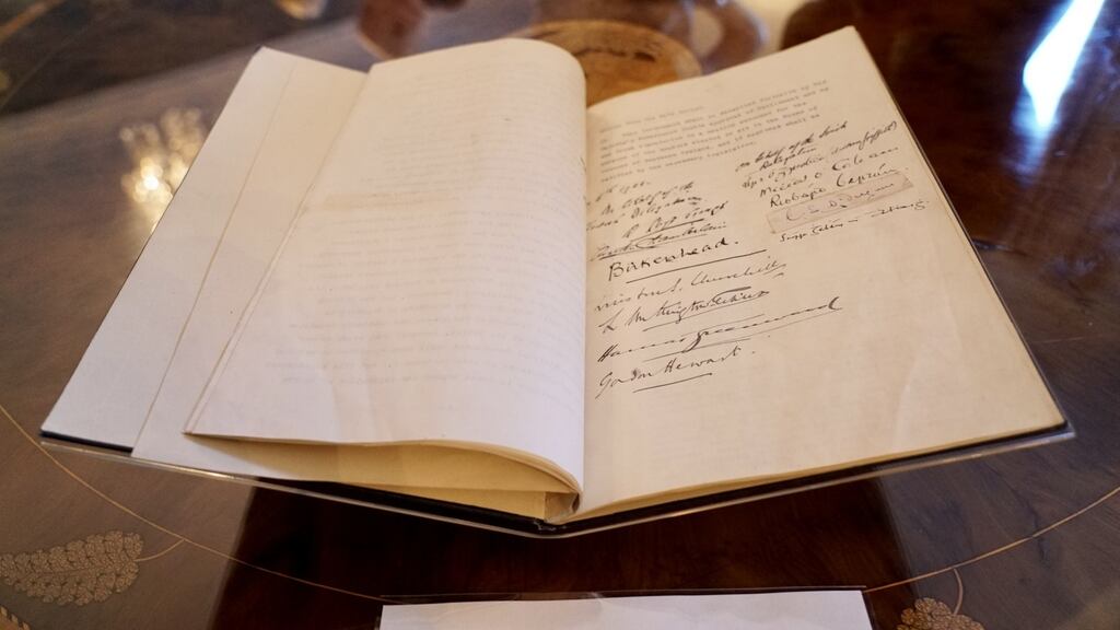 The British copy of the Anglo-Irish Treaty. Photograph: Enda O’Dowd