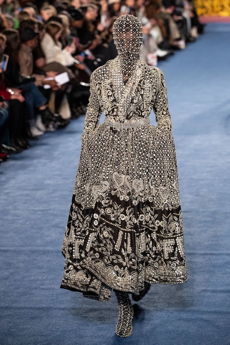 Richard Quinn’s Autumn/Winter 2020 collection. Photograph: Aaron Chown/PA