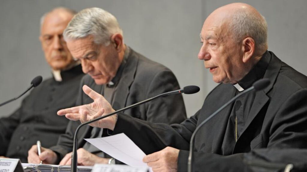 Cardinal Francesco Coccopalmerio reads Pope Francis’s details on the marriage annulments reforms. Photograph: Andreas Solaro/AFP/Getty Images
