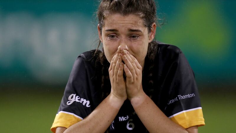 Mourneabbey’s Eimear Meaney dejected after losing to Carnacon in last year’s All Ireland Ladies Senior Club Football Championship Final at Parnell Park, Dublin. Photograph: Oisin Keniry/Inpho
