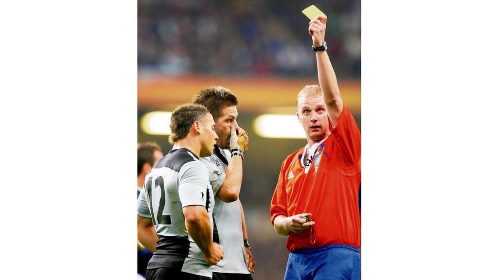 Alan Lewis (above) laments the loss of interaction between players and referee while Wayne Barnes (right) is the target of abuse from New Zealand fans over his 2007 World Cup quarter-final performance