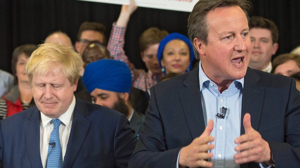 Boris Johnson and David Cameron: Cameron said whenever Britain turned its back on Europe it sooner or later came to regret the decision while Johnson accused him of scaremongering. Photograph: Will Oliver/EPA