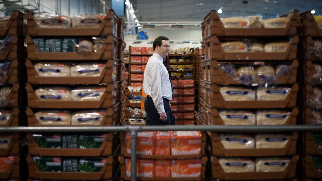 Chancellor of the Exchequer George Osborne meets staff at Warburtons Bakery in Wednesbury near Birmingham. Photograph: Stefan Rousseau/PA Wire