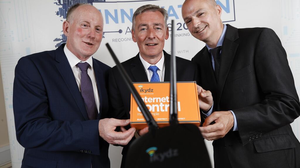 Jason Sheehy, finance director, John Molloy, chief executive and Paul Van Den Bergh, sales director from iKydz. Photograph: Conor McCabe