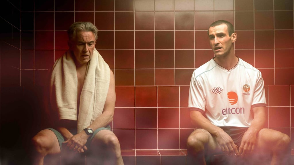 Steve Coogan as Mick McCarty and Éanna Hardwicke as Roy Keane in the soon to be released movie, Saipan. Photograph: Aidan Monaghan