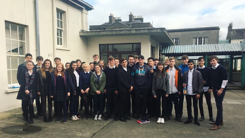 Ada Lovelace Initiative: Sona Harrison (UI and UX Designer – Tapadoo) with the Transition Year students of Newtown School, Newtown, Co Waterford