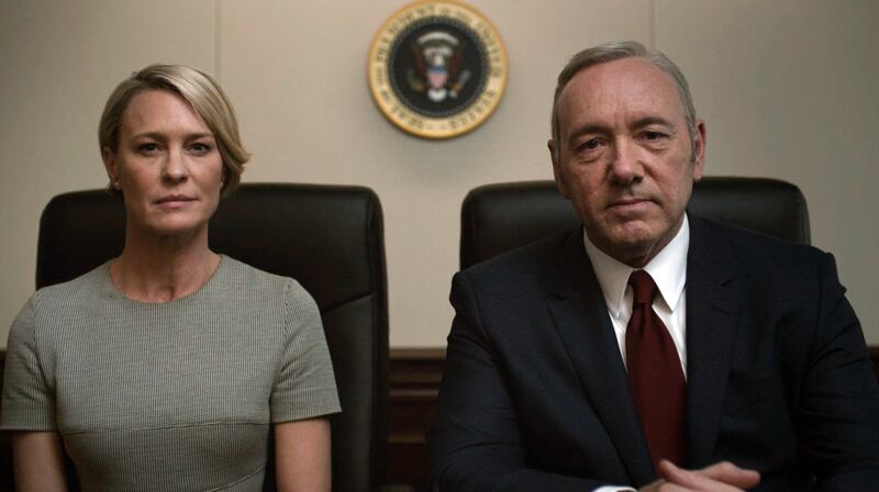 Art imitating life? Robin Wright and Kevin Spacey are back as the US first lady and president in ‘House of Cards’.