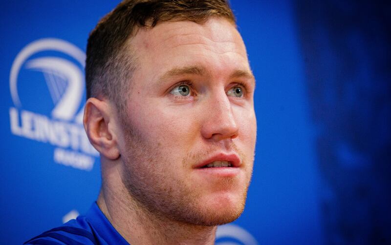 Rory O’Loughlin speaks at a Leinster Rugby press conference in Dublin on February 25th. Photograph: Ryan Byrne/Inpho