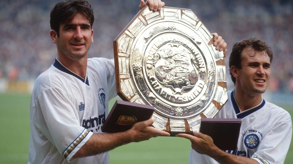 Leeds United with Eric Cantona were the very last winners of the old First Division. Photograph: Mark Leech/Getty Images