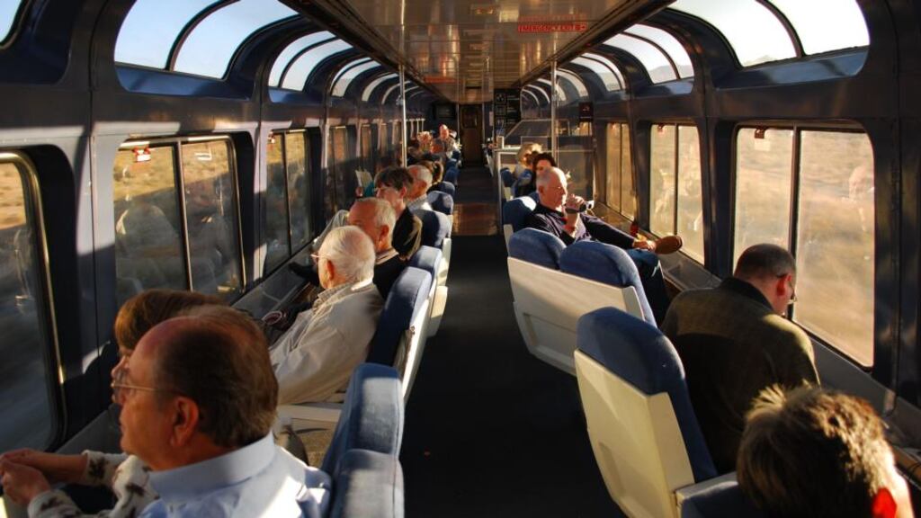 Observation car on an Amtrak train. Photograph: Julia Vallerga