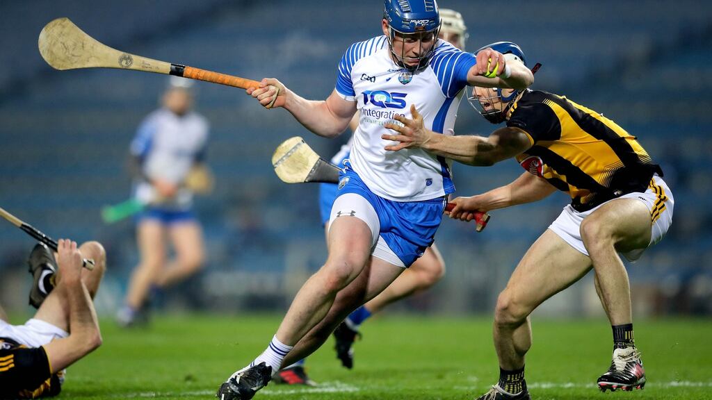 Waterford’s Austin Gleeson with Huw Lawlor of Kilkenny in the GAA All-Ireland SHC semi-final in Croke Park on Saturday. Photograph: Ryan Byrne/Inpho