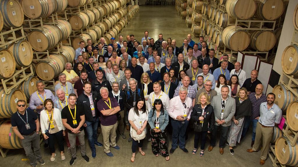 The group of entrepreneurs, CEOs - and singers - at the Artesa winery in Napa Valley.