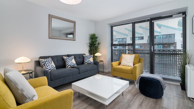 A livingroom of one of the apartments