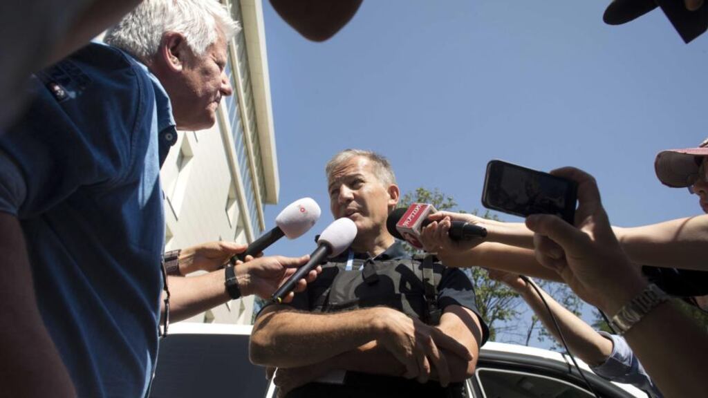 Alexander Hug, a member of the Organisation for Security and Cooperation in Europe (OSCE) talks to the press after his team were denied passage trying to reach the crash site of the MH17 in Donetsk, Ukraine. Photograph: Evert-Jan Daniels/EPA.