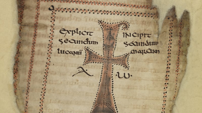 Painted cross/monogram of Christ’s nam from  ‘Codex Usserianus Primus’, early 6th century